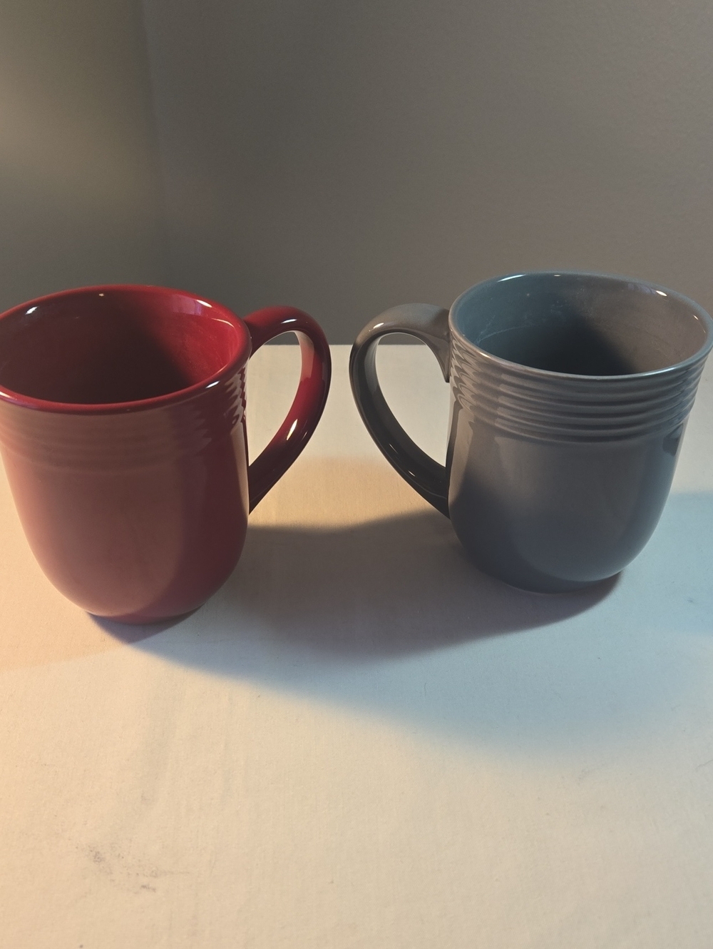 Mainstays Red and Gray Ceramic Mugs - Pair